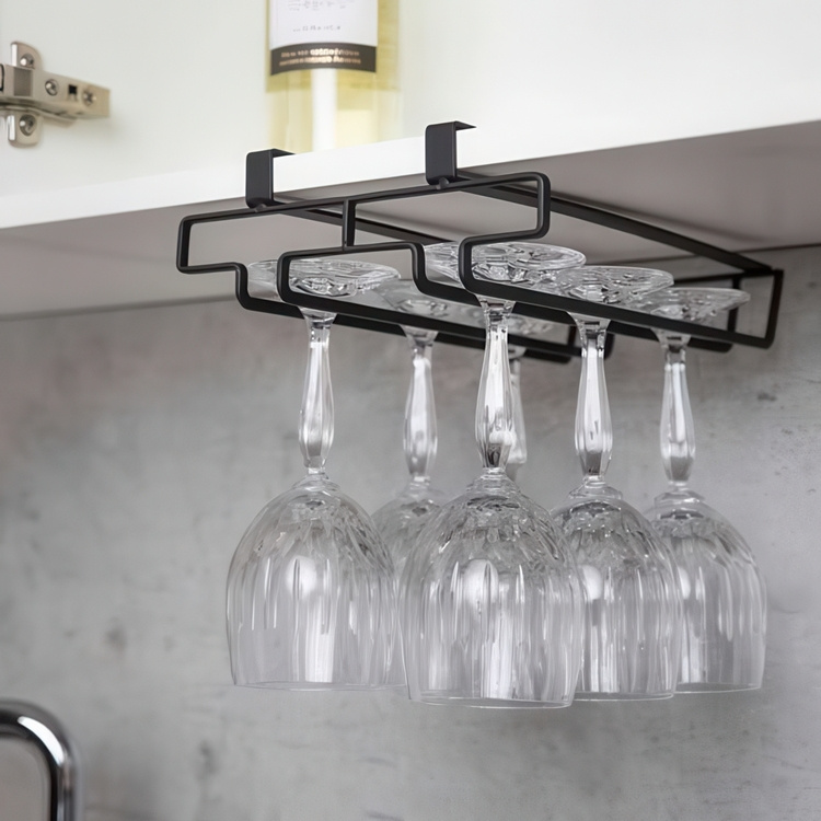 Under Cupboard Rack, DOUBLE WINE GLASS HANGER, Black in the group Storage / Kitchen storage / Kitchen cabinet organizers / Under sink storage at SmartaSaker.se (43220)
