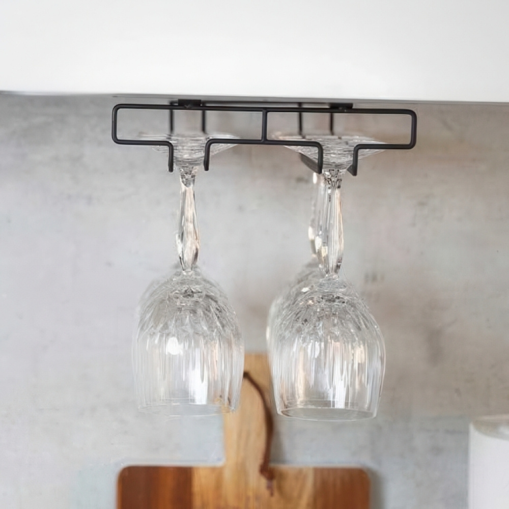 Under Cupboard Rack, DOUBLE WINE GLASS HANGER, Black in the group Storage / Kitchen storage / Kitchen cabinet organizers / Under sink storage at SmartaSaker.se (43220)