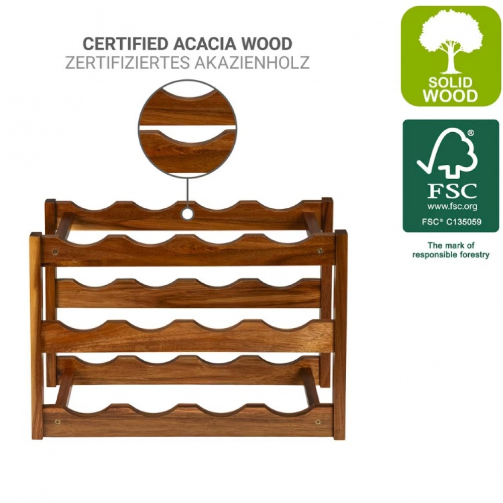 Wine Rack for 12 Bottles, FONDI, 42 x 21 x H28 cm, Acacia wood in the group Storage / Kitchen storage / Kitchen cabinet organizers at SmartaSaker.se (43225)