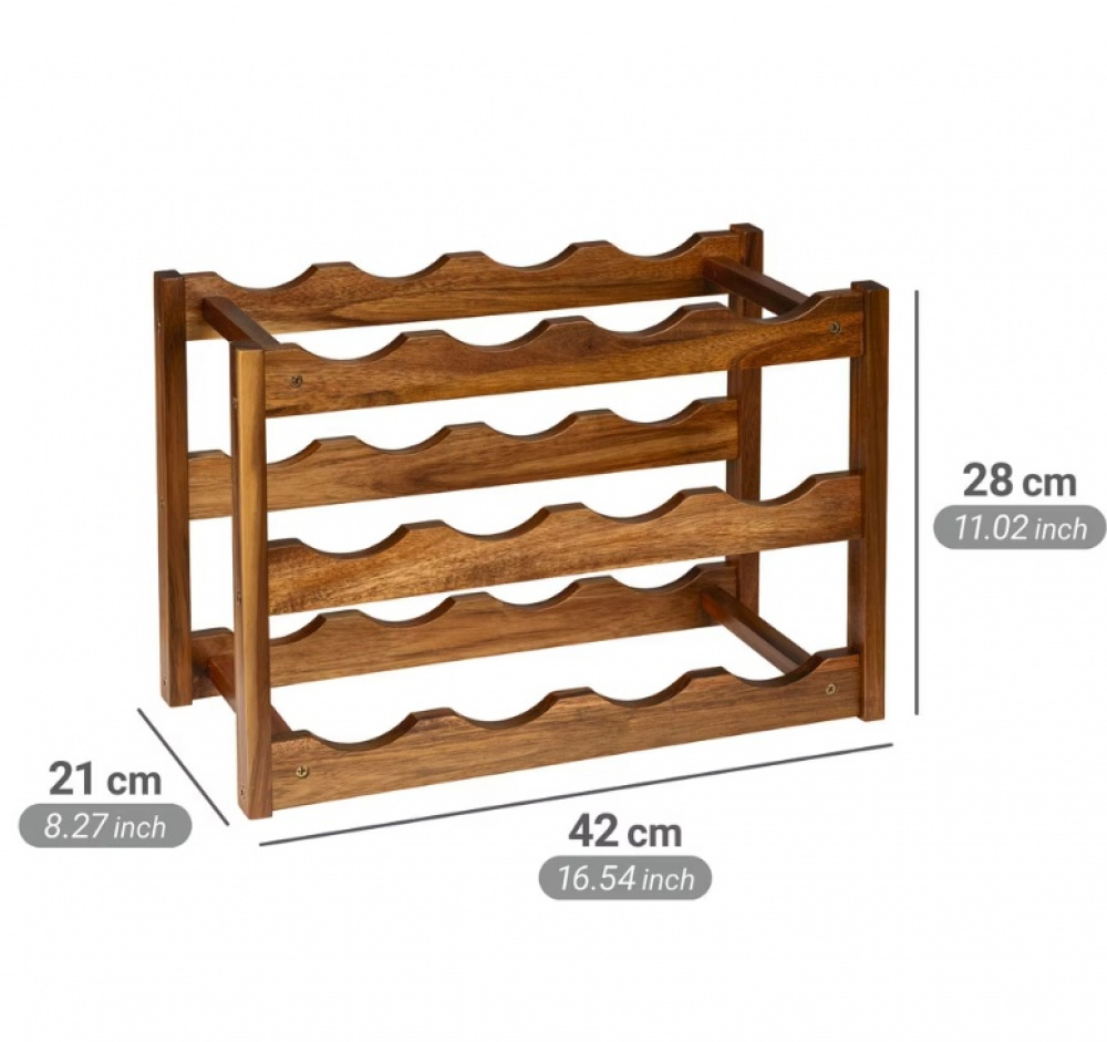 Wine Rack for 12 Bottles, FONDI, 42 x 21 x H28 cm, Acacia wood in the group Storage / Kitchen storage / Kitchen cabinet organizers at SmartaSaker.se (43225)