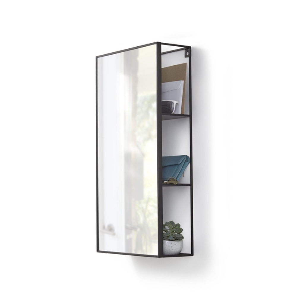 Hidden Storage with Mirror, CUBIKO MIRROR, 30,5 x 13 x H 61cm, Umbra, Black in the group Storage / Bathroom storage at SmartaSaker.se (43226)