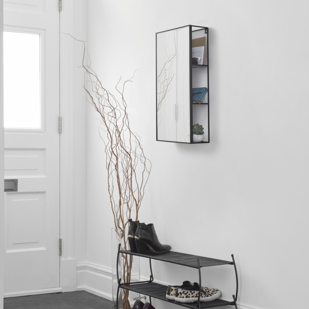 Hidden Storage with Mirror, CUBIKO MIRROR, 30,5 x 13 x H 61cm, Umbra, Black in the group Storage / Bathroom storage at SmartaSaker.se (43226)