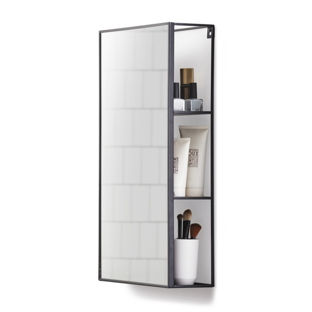 Hidden Storage with Mirror, CUBIKO MIRROR, 30,5 x 13 x H 61cm, Umbra, Black in the group Storage / Bathroom storage at SmartaSaker.se (43226)