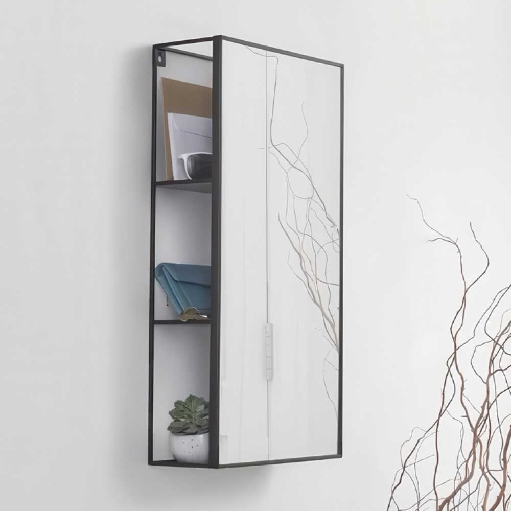 Hidden Storage with Mirror, CUBIKO MIRROR, 30,5 x 13 x H 61cm, Umbra, Black in the group Storage / Bathroom storage at SmartaSaker.se (43226)