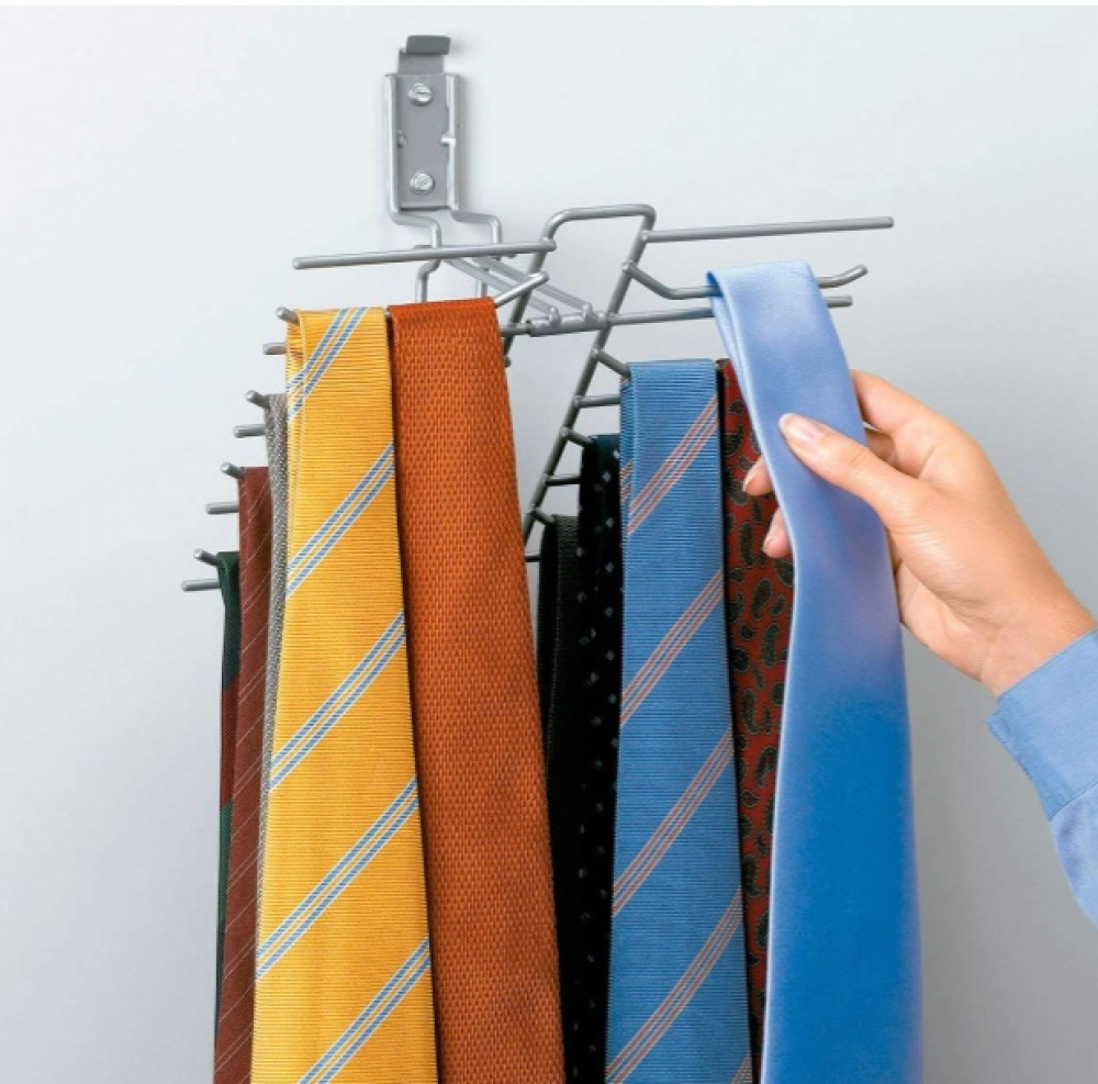 Holder for 30 Ties / Belt, Space Saving, RAYEN, Silver in the group Storage / Wardrobe storage at SmartaSaker.se (43227)