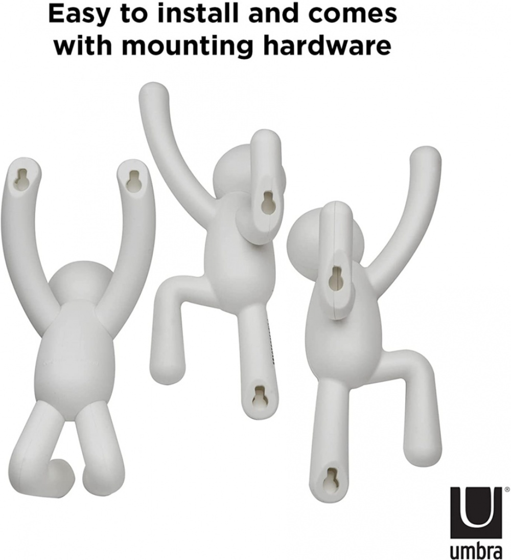Wall Mounted Hooks, Decorative, Set of 3, UMBRA BUDDY HOOKS, White in the group Storage / Hallway storage / Hooks and hangers at SmartaSaker.se (43242)