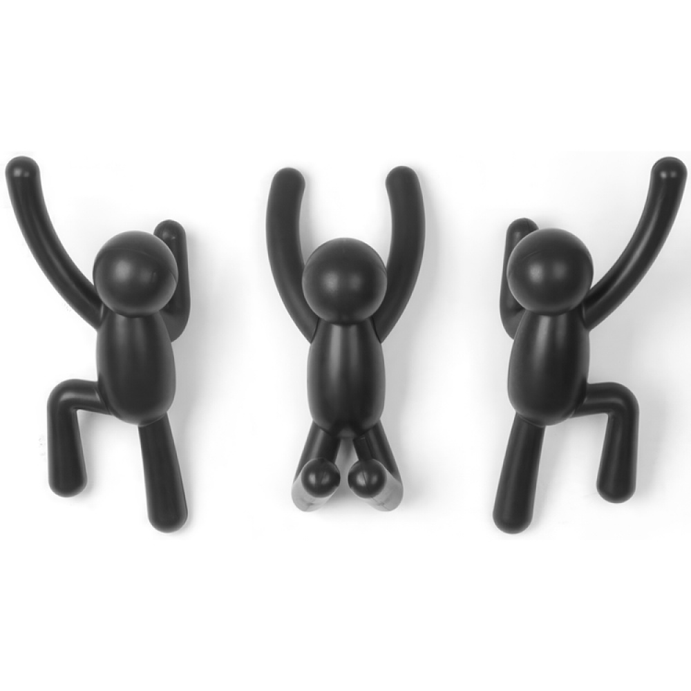 Wall Mounted Hooks, Decorative, Set of 3, UMBRA BUDDY HOOKS, Black in the group Storage / Hallway storage / Hooks and hangers at SmartaSaker.se (43243)
