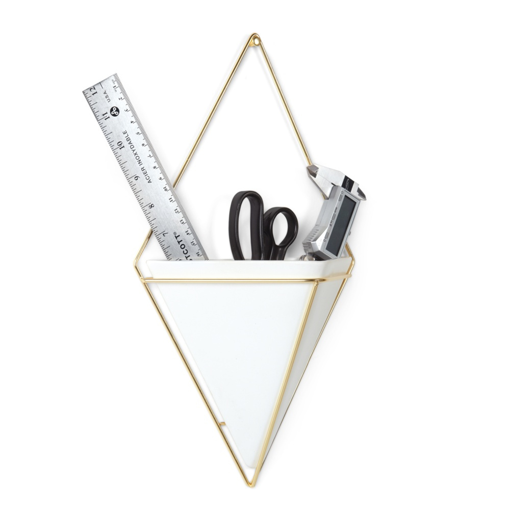 Wall mounted Vase, TRIGG WALL VESSEL, LARGE, Umbra, White / Brass in the group Storage / Hallway storage at SmartaSaker.se (43244)
