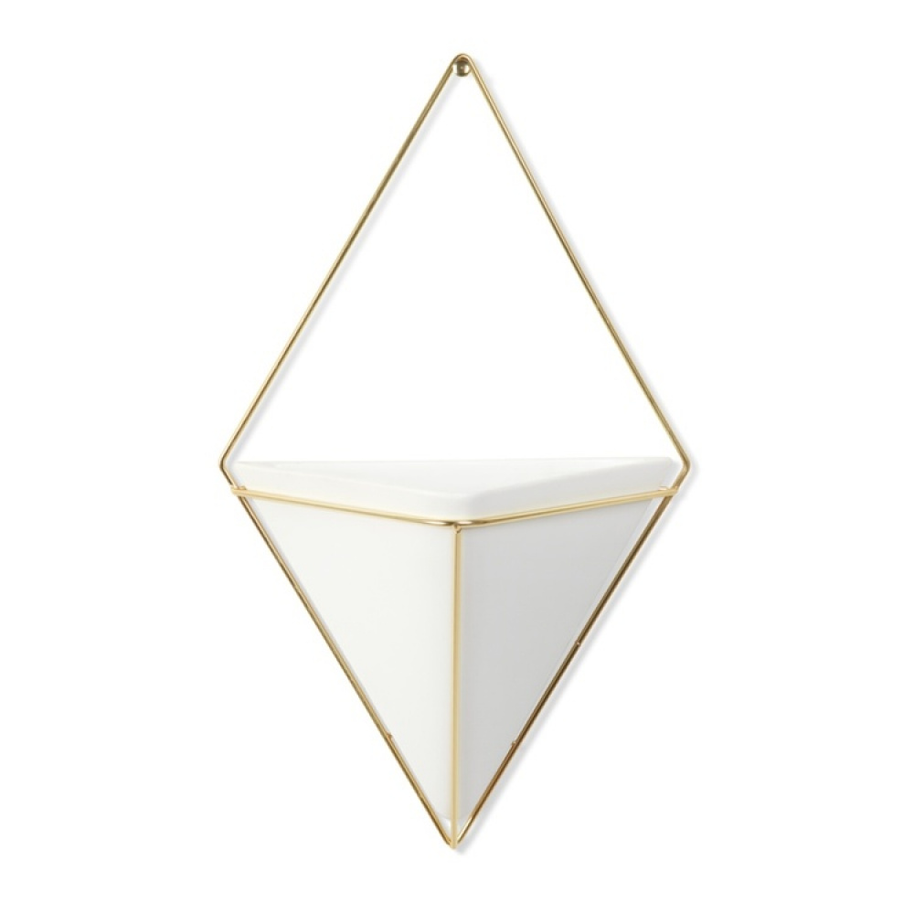 Wall mounted Vase, TRIGG WALL VESSEL, LARGE, Umbra, White / Brass in the group Storage / Hallway storage at SmartaSaker.se (43244)