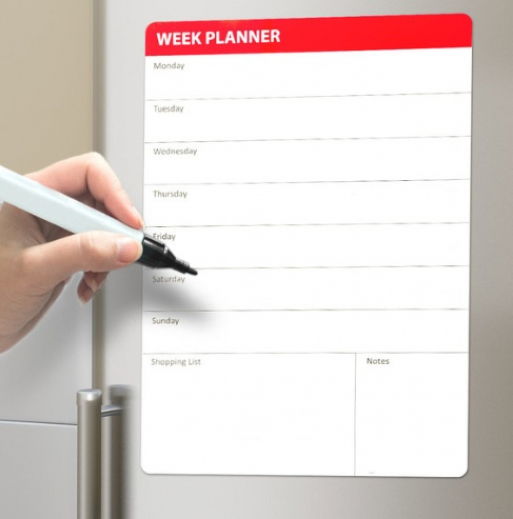 Magnetic whiteboard, WEEKLY PLANNER, 29,5 × H 42 cm, White in the group Storage / Office supplies at SmartaSaker.se (43249)