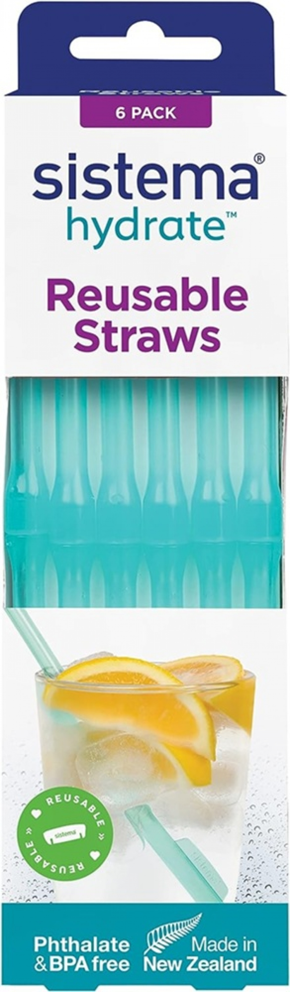 Drinking Straws, Reusable, SISTEMA HYDRATE, 6 straws, Turquoise in the group Storage / Kitchen storage at SmartaSaker.se (43250)