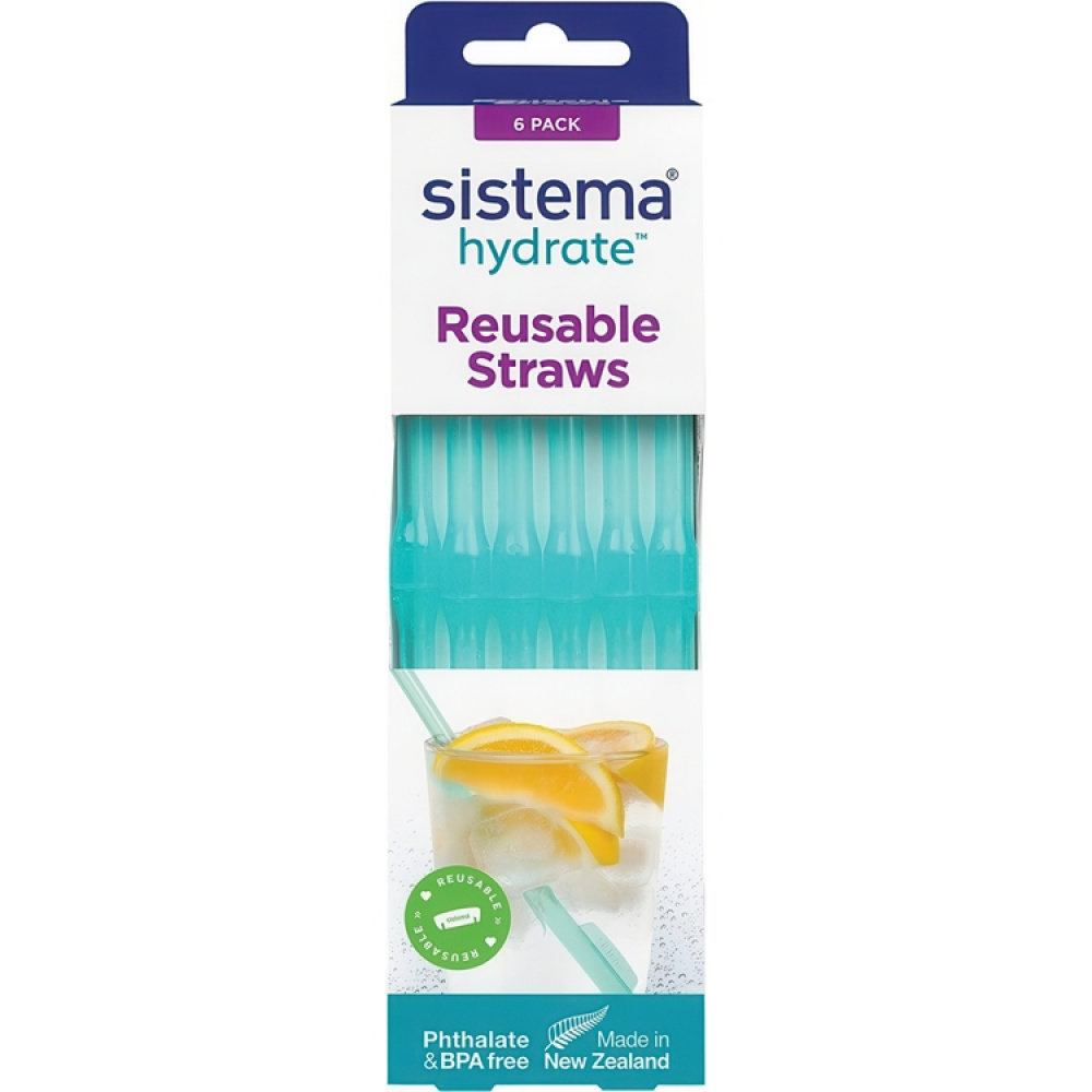 Drinking Straws, Reusable, SISTEMA HYDRATE, 6 straws, Turquoise in the group Storage / Kitchen storage at SmartaSaker.se (43250)