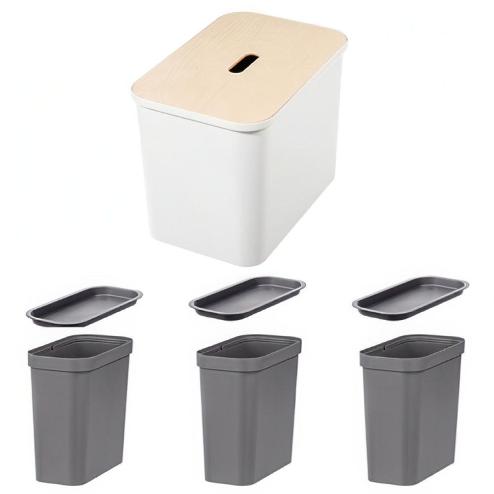 Recycling station with lid, 3 inserts, SMARTSTORE COLLECT, 76 L, 57 x 38 x H 42 cm in the group Storage / Cleaning and waste sorting / Waste sorting at SmartaSaker.se (43252)