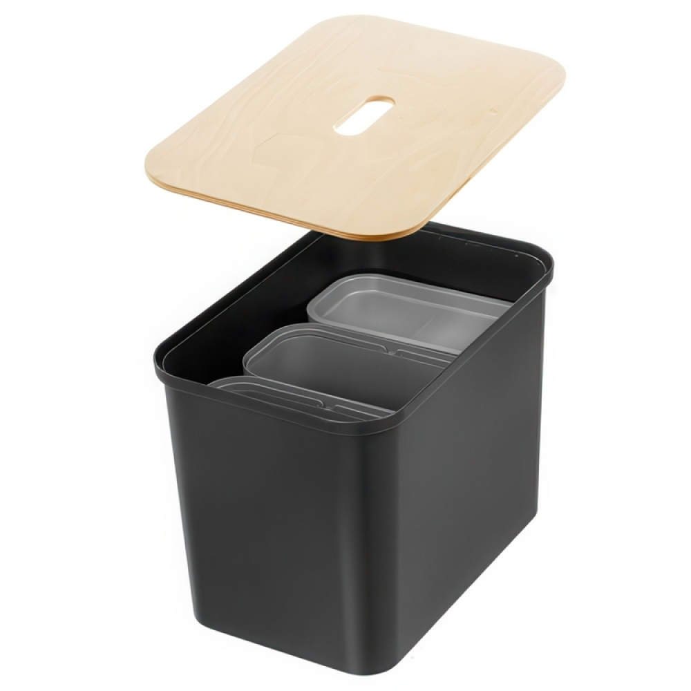 Recycling station with lid, 3 inserts, SMARTSTORE COLLECT, 76 L, 57 x 38 x H 42 cm in the group Storage / Cleaning and waste sorting / Waste sorting at SmartaSaker.se (43252)
