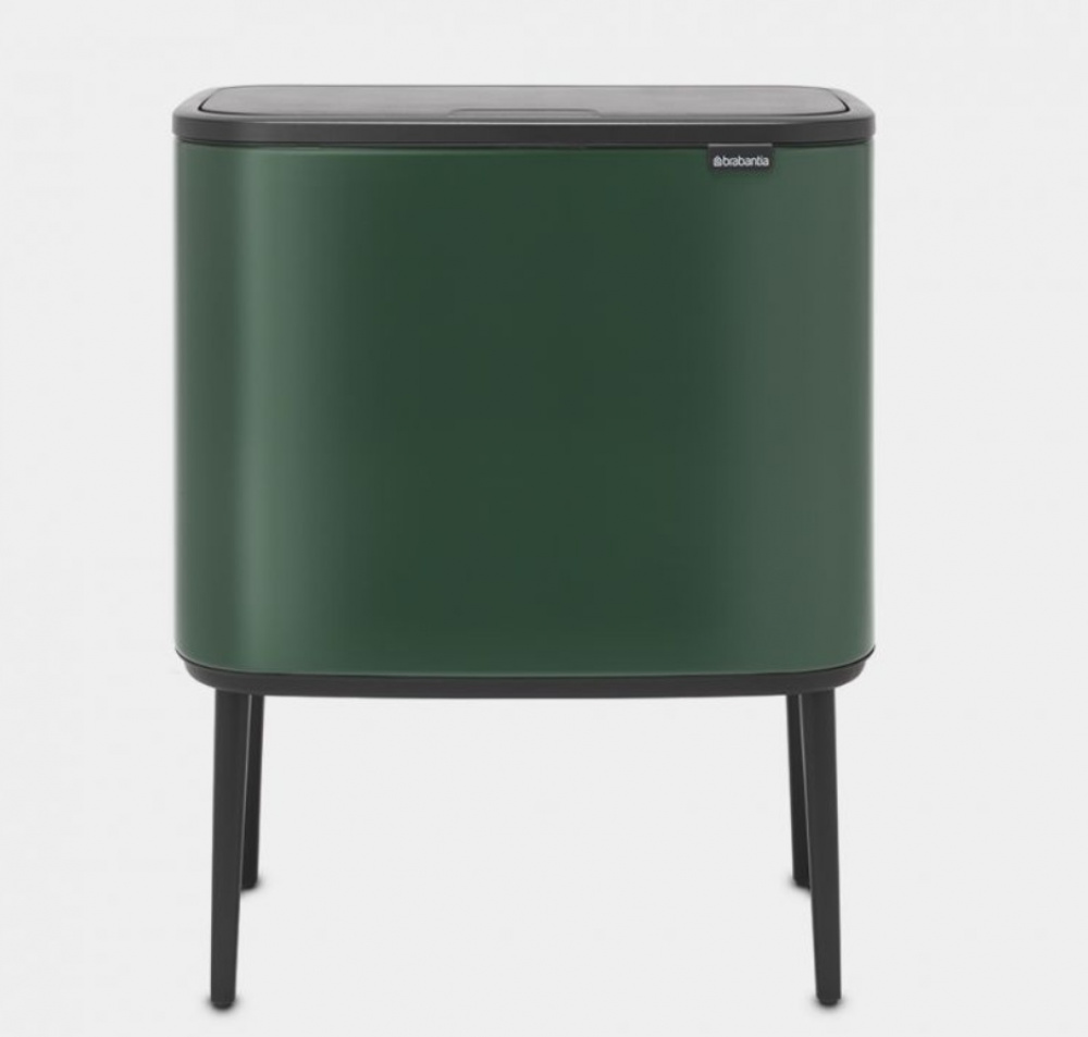 Recycling station on legs, 2 inserts, BRABANTIA BO TOUCH 23 + 11 L, Pine Green in the group Storage / Cleaning and waste sorting / Waste sorting at SmartaSaker.se (43254)