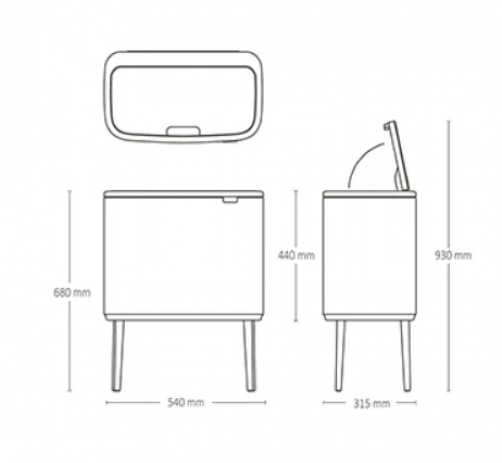 Recycling station on legs, 2 inserts, BRABANTIA BO TOUCH 23 + 11 L, Pine Green in the group Storage / Cleaning and waste sorting / Waste sorting at SmartaSaker.se (43254)