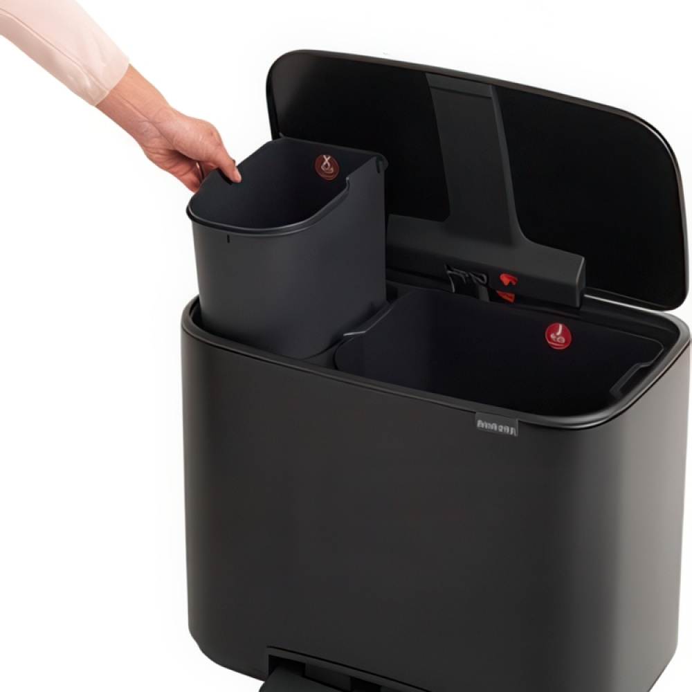Recycling station, 2 inserts, BRABANTIA BO PEDAL BIN 23 + 11 L in the group Storage / Cleaning and waste sorting / Waste sorting at SmartaSaker.se (43257)