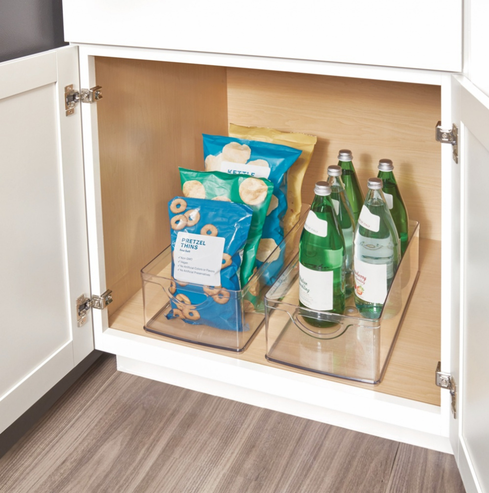Storage Box with handels, RPET CABINET BIN, 40,6 x 20,3 x H 12,7 cm, Transparent in the group Storage / Storage boxes at SmartaSaker.se (43262)