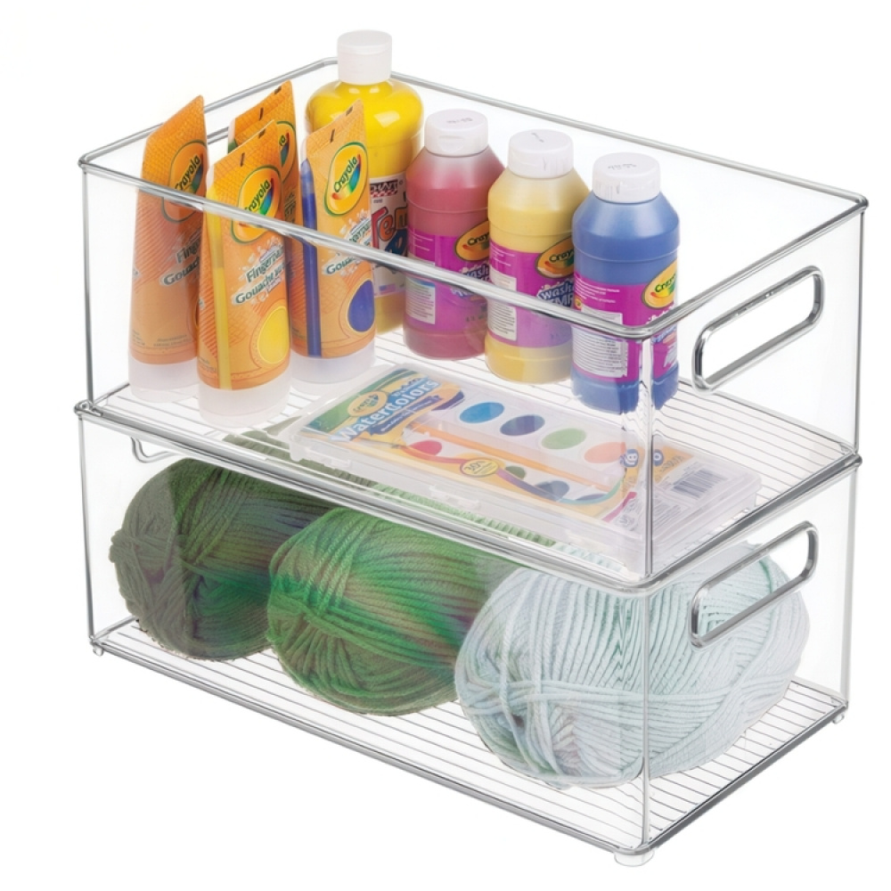 Storage box with handle, XL LINUS CABINET BIN, 20 x 41 x H13, Transparent in the group Storage / Storage boxes at SmartaSaker.se (43267)